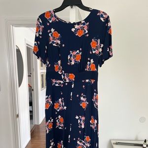 Boden navy floral midi dress US 04